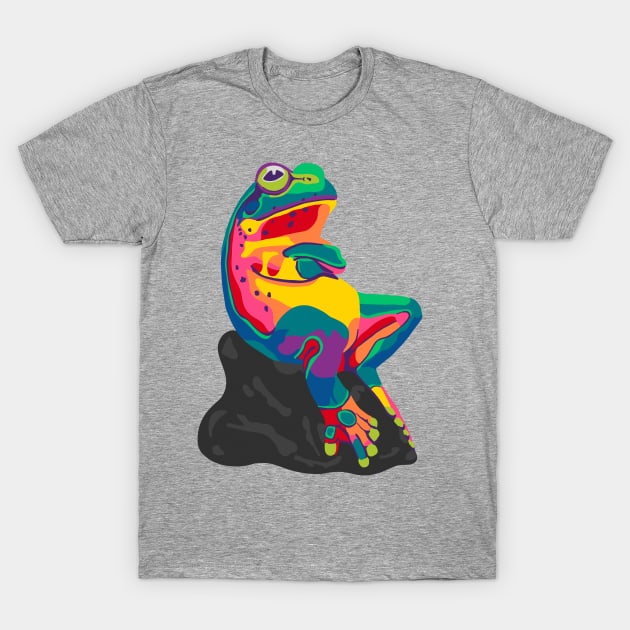 Funny Rainbow Frog T-Shirt by Slightly Unhinged